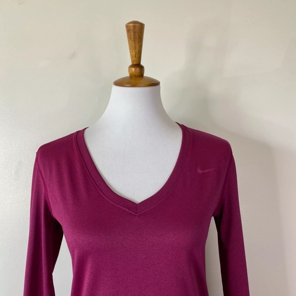 Nike Shirt Dri Fit Lightweight Active V-Neck Dark Pink Sz. S - Picture 7 of 11